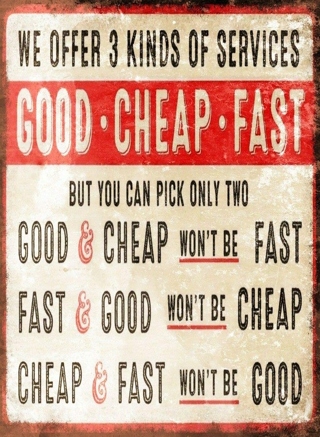 KDLY Good Fast Humorous Funny Retro Style Metal Sign Office Shop Work 8"x12" Red - Image 1